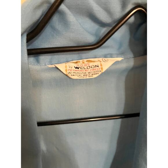 Weldon Bathrobe Mens L Blue Belted Sleep Lounge Vintage Lightweight Cotton Poly - Picture 3 of 7